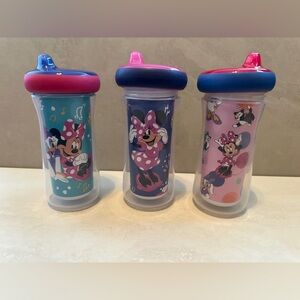 Set Of 3 The First Years Disney Minnie Mouse Insulated Sippy Cups Toddler EUC